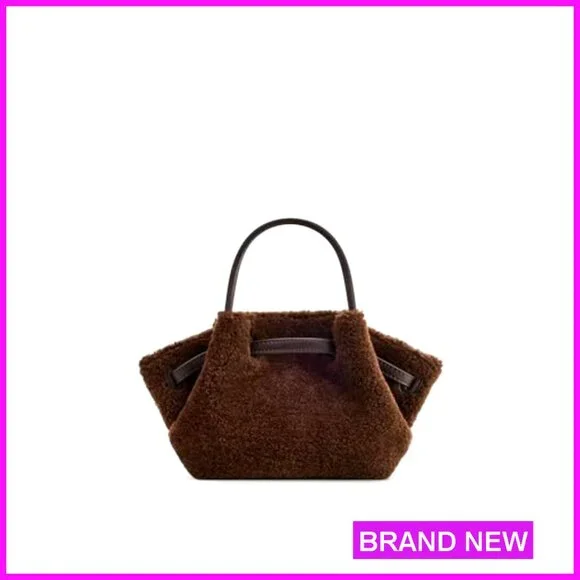 Faux Fur Mini Tote Bag with Adjustable Strap for Crossbody or Hand Carry